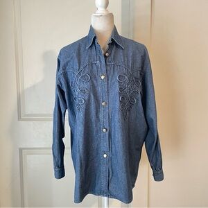 VTG Moschino Jeans Denim Button-Up Shirt Sz S/M